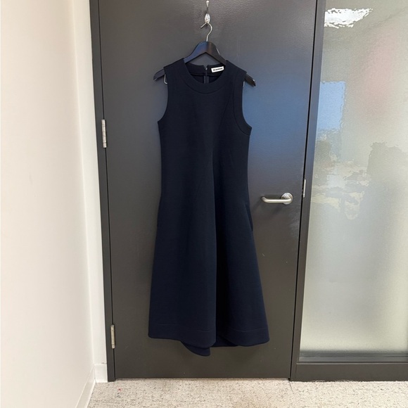 Jil Sander size 10 Laine Wool EUC long Blue A-Line Crew Neck Dress- thicker wool - Picture 13 of 15